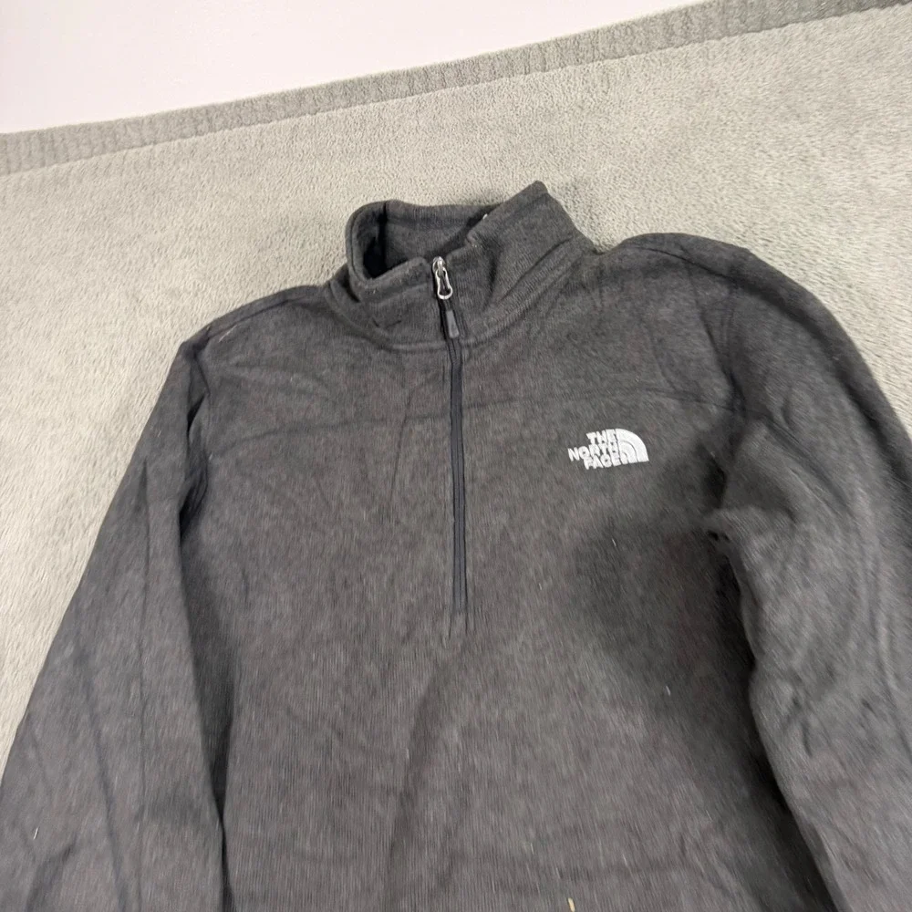 The North Face Mens TKA 100 Glacier Quarter Zip Fleece Pullover Charcoal Gray L